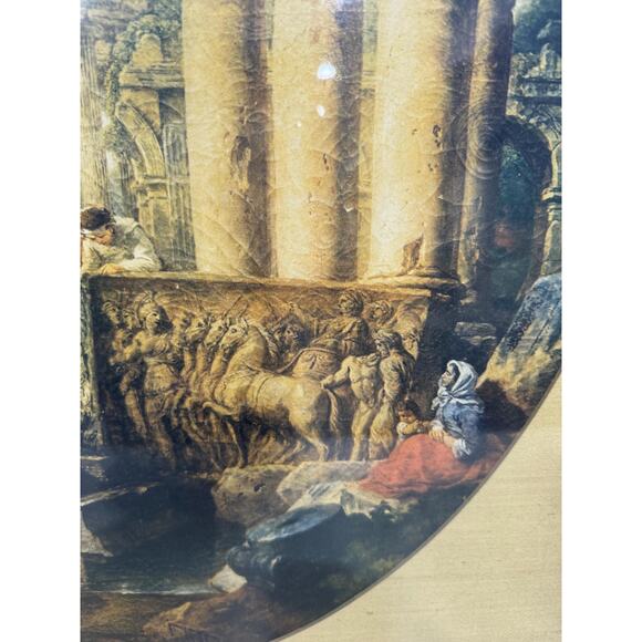 Set of Two Antique Lithograph framed and matted Oval Roman style columns - Picture 8 of 10